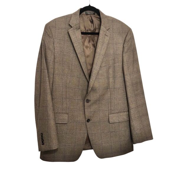 Lauren Ralph Lauren Brown Tan Plaid Polyester Blend Sport Coat Men’s 44L - Picture 1 of 8